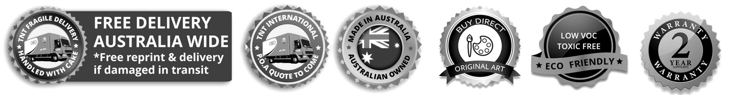 2 Year Warranty. Free Delivery Australia Wide. Low-VOC. Australian Made Banner Icons