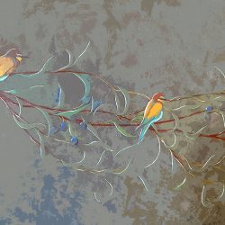 Bee Eaters with Olive Leaves