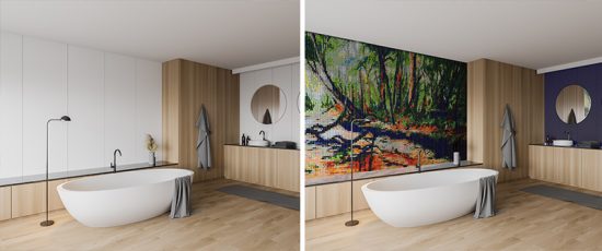 Decorative_building_products_Mosaic-Art_Murals_Forest-Bathroom_by_Sharron_Tancred_The_Mural_Shop_buy_modern_mosaic_tile_art_online_direct_from_the_Artist