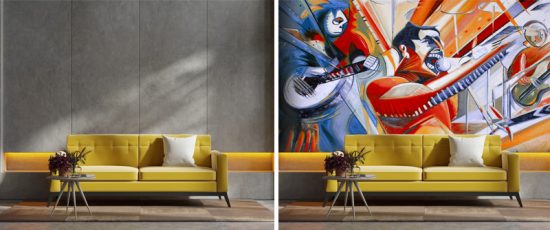 Freddie Mercury portrait by artist Sharron Tancred in cubist style as wallpaper online Australia