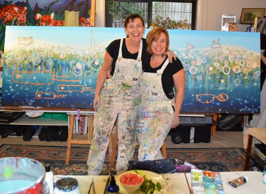 Sharron and Julie in painting workshop